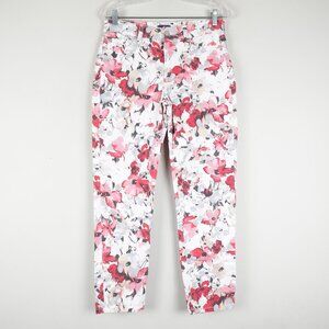 NYDJ Pink Floral Ankle Jeans Women's 6 Lift Tuck Stretch Denim